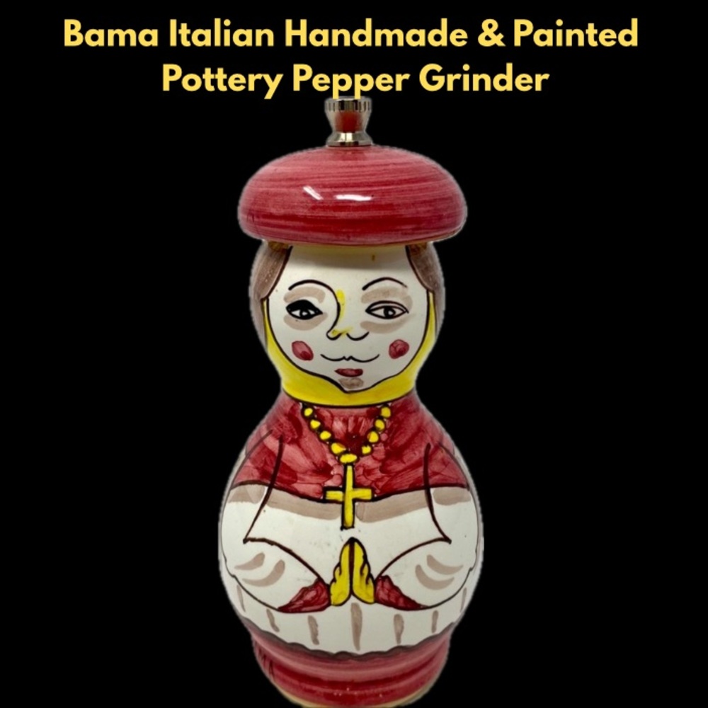 Bama Italian Handmade & Painted Pottery Pepper Grinder